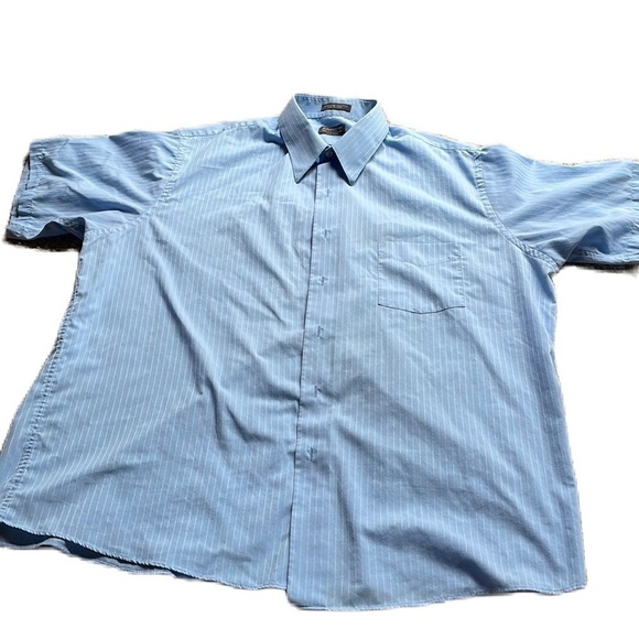 Arrow Men's Light Blue Button-Up Dress Shirt, Size XL Regular Fit Striped Pocket - Picture 1 of 8